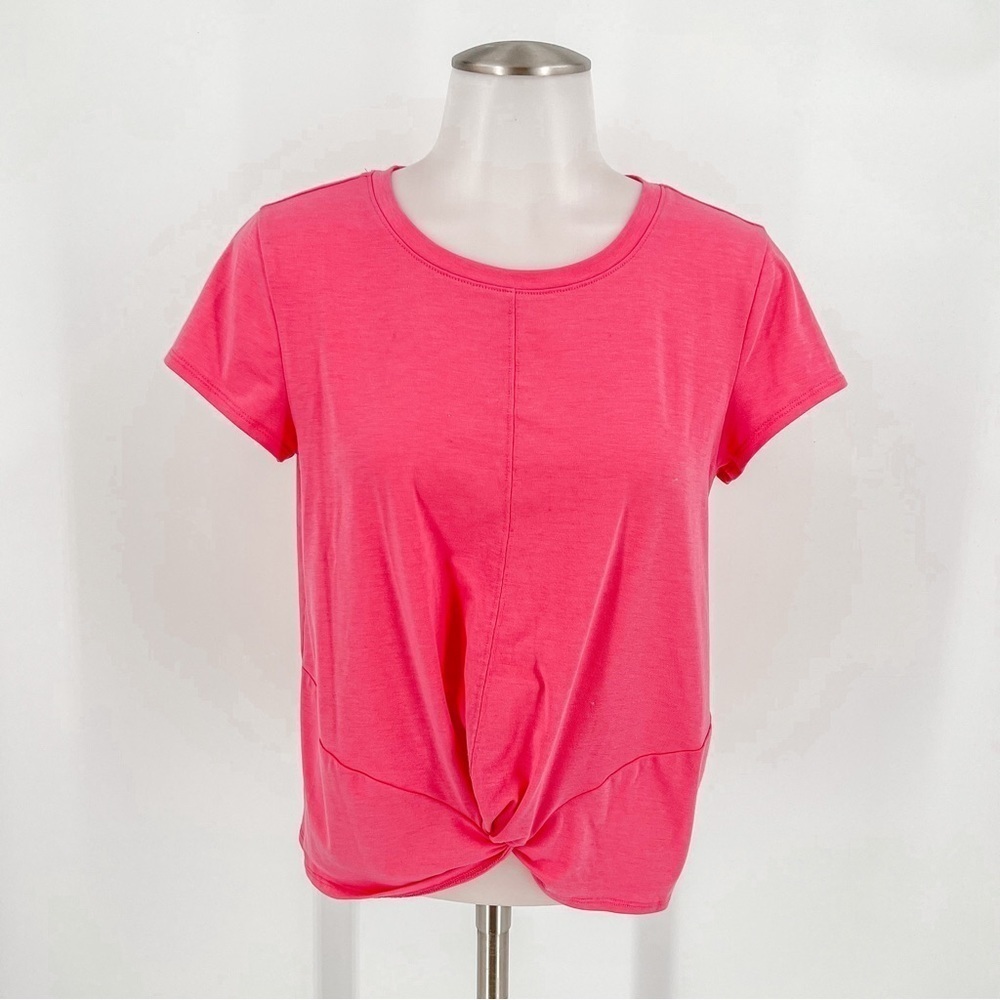 Athleta Essence Twist-Front Short Sleeve Top Bright Pink XS